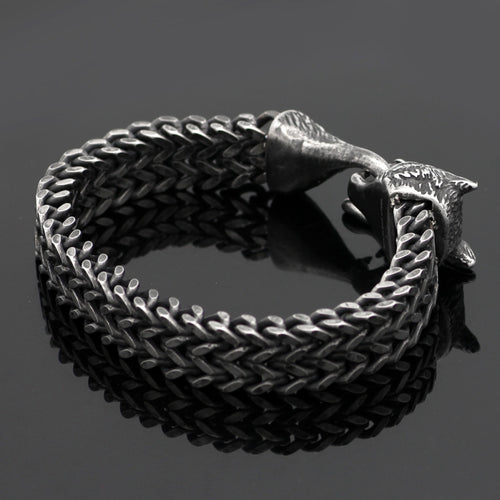 Bracelet Cuban chain tête de loup acier inoxydable homme