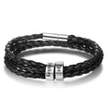 Bracelet personnalisé cuir et perles avec prénom gravé