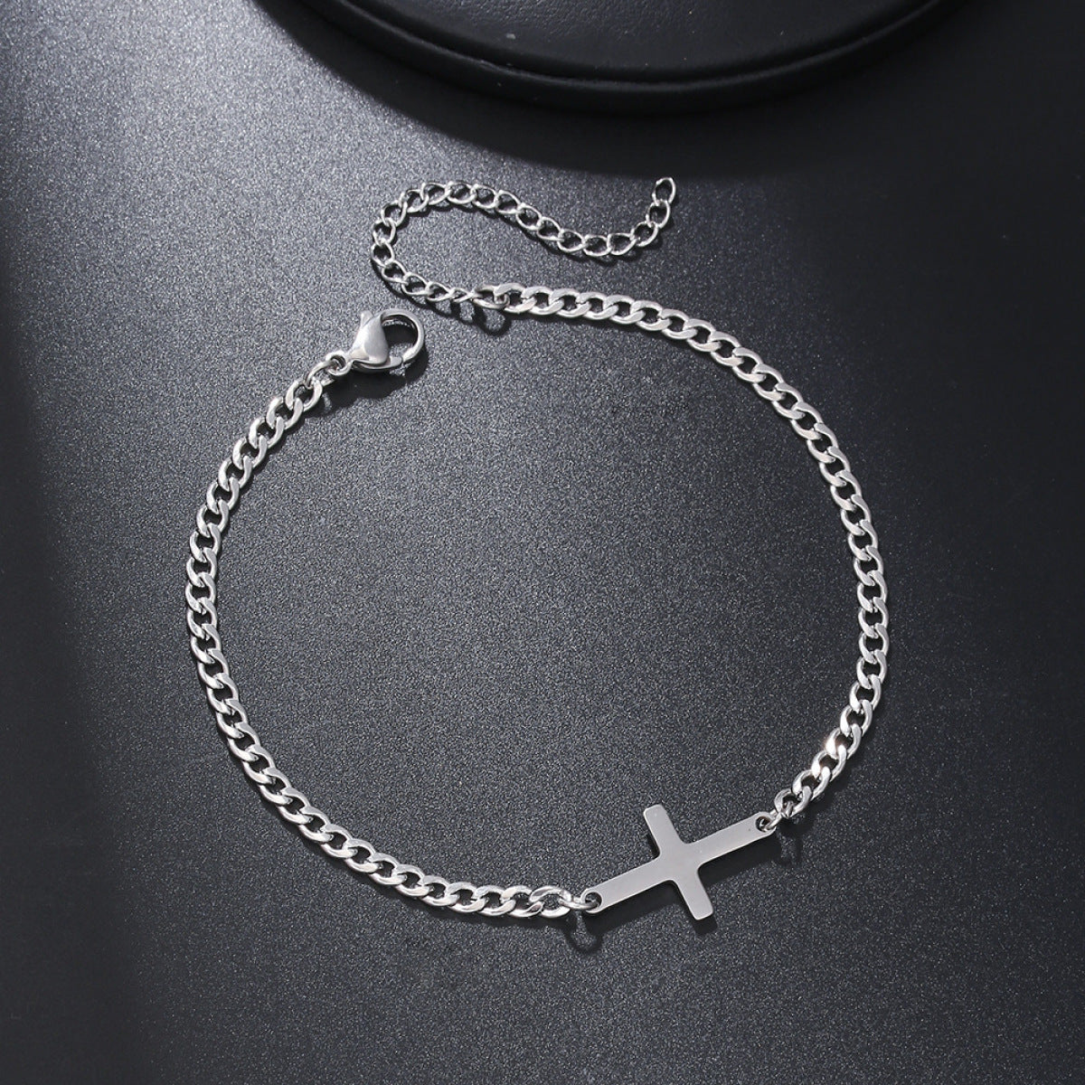 Bracelet croix acier inoxydable pour homme