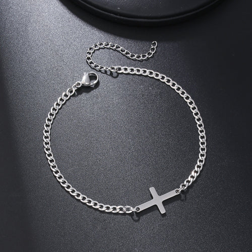 Bracelet croix acier inoxydable pour homme